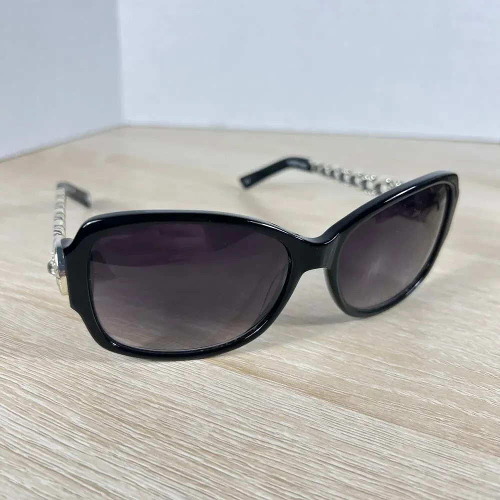 Brighton A12393-125 Fortino Sunglasses Black Silver Chain Link 56-15